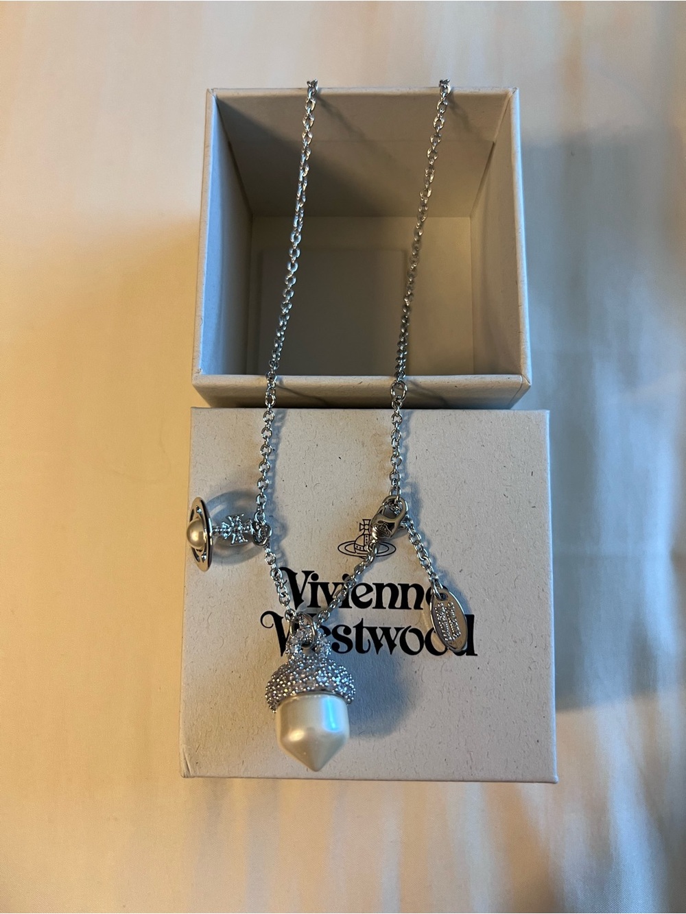 Vivienne Westwood Acorn Lucille Pearl Drop Cluster Necklace